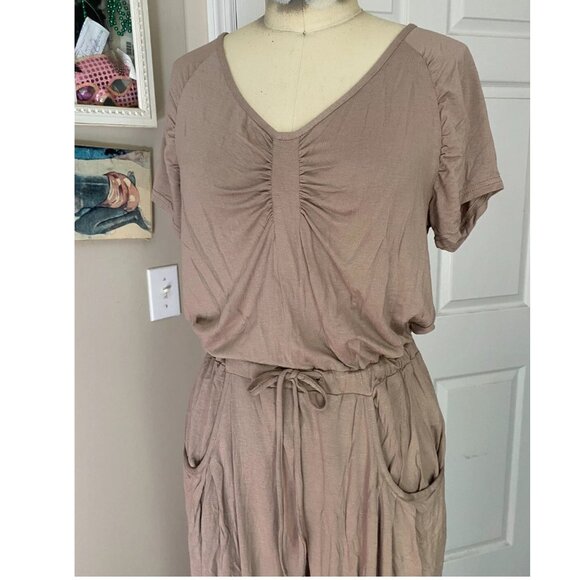 VENUS Nude beige Y2K Drawstring belted Waist tapered JUMPSUIT Romper *X-SMALL* - Picture 2 of 6